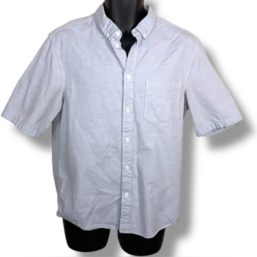 Medium Divided By H&M Light Blue Cotton Button Up Short Sleeve Shirt Mens